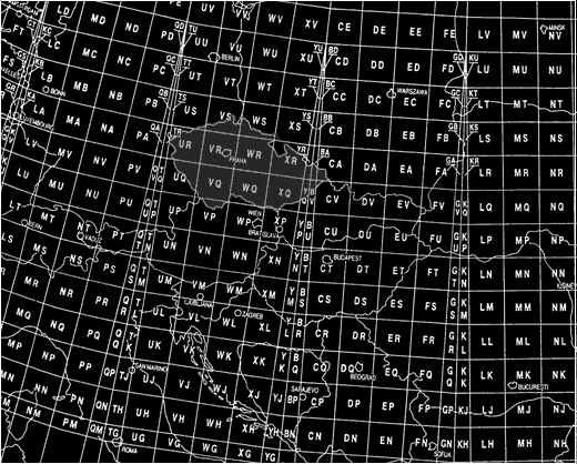 MGRS (WGS 84) značení čtverců 100 x 100 km Evropa
